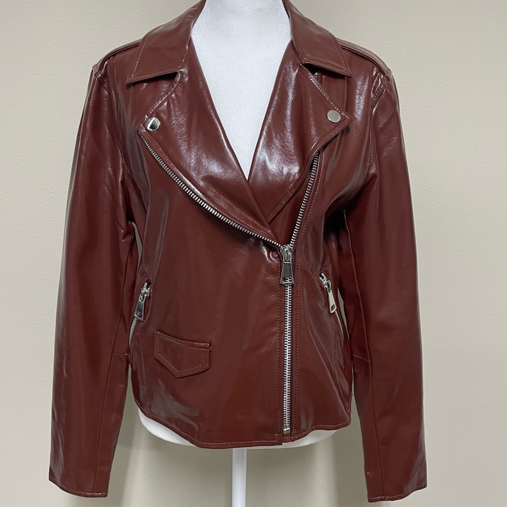 Nine West Women’s Faux Leather Moto Jacket